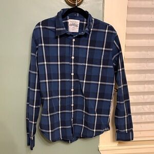 Aeropostale Navy and Royal Blue Plaid Button-Down Shirt
